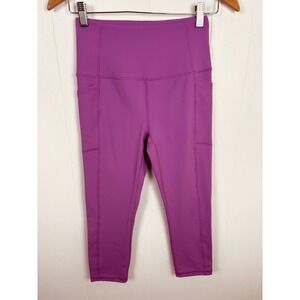 RBX Capri Leggings High Waist Athletic Purple Violet Yoga Pants with‎ Pockets Sm